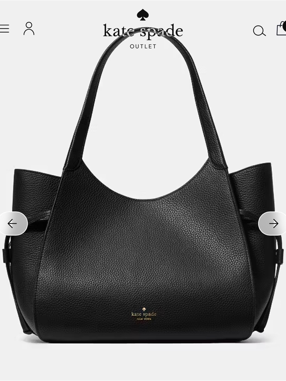 kate spade Black Pebbled Leather Tote with Gold Logo- NWT